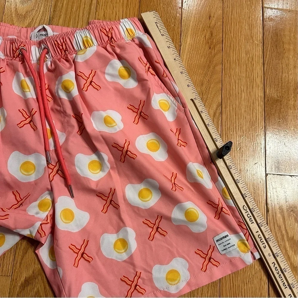 Mosmann Australia Swim Trunks Bacon Eggs Pink X-Large 7” Inseam